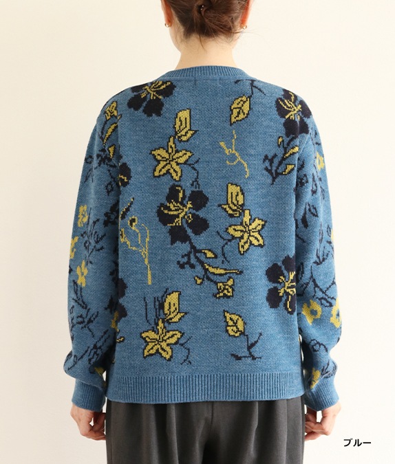 【SALE30%OFF】フラワージャカードセーター