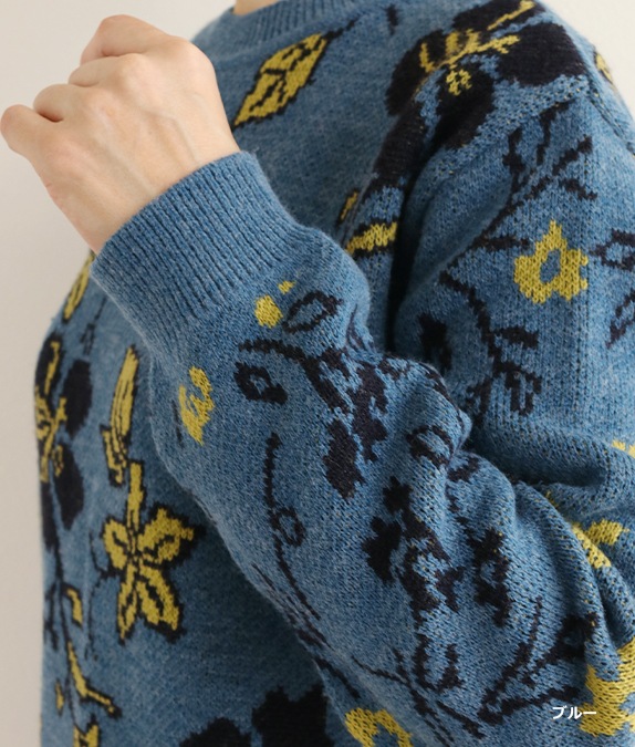 【SALE30%OFF】フラワージャカードセーター