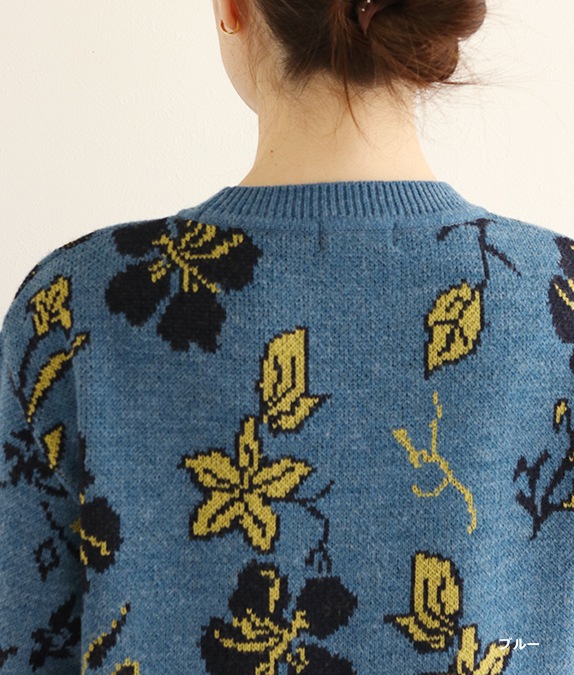 【SALE30%OFF】フラワージャカードセーター