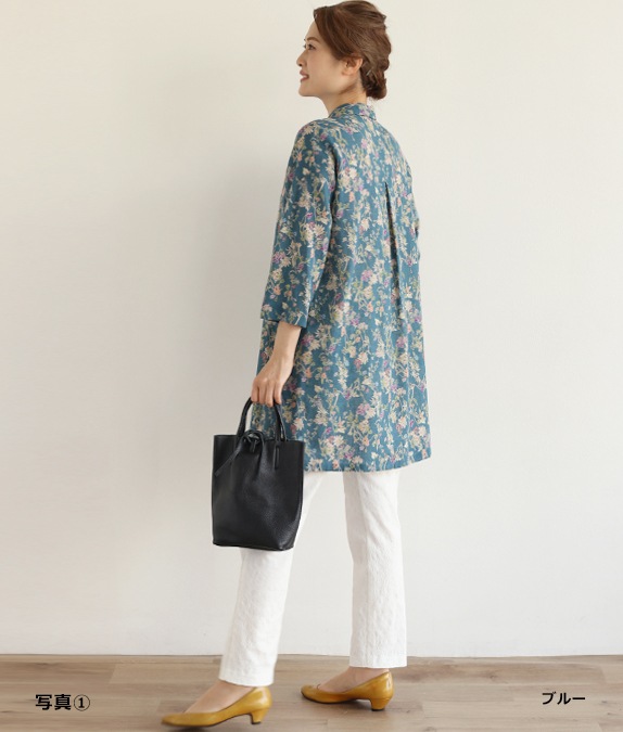 綿麻クロスフラワーチュニック