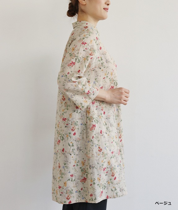 綿麻クロスフラワーチュニック