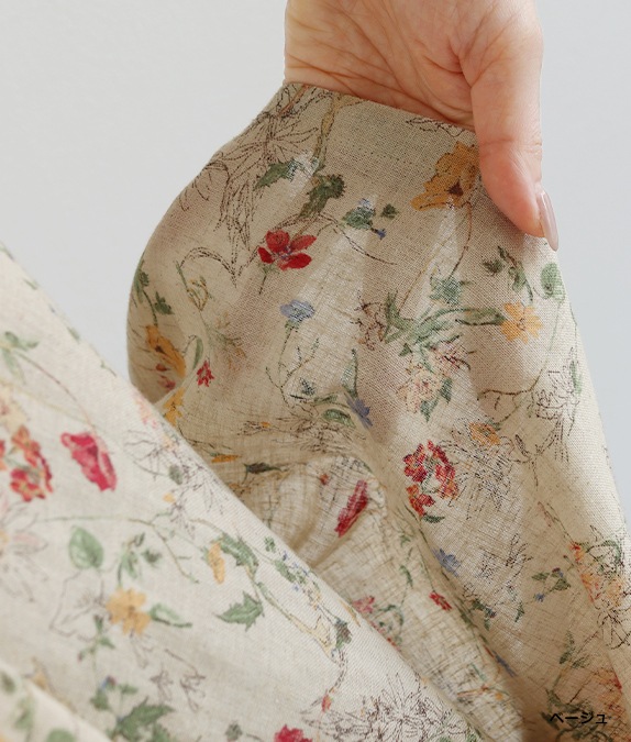 綿麻クロスフラワーチュニック