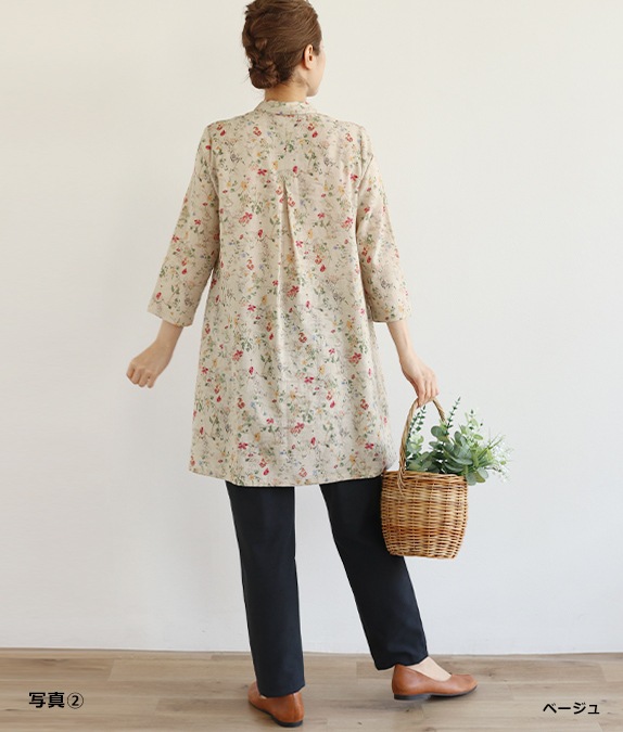 綿麻クロスフラワーチュニック l 50代・60代からの婦人服 オルウェイズ