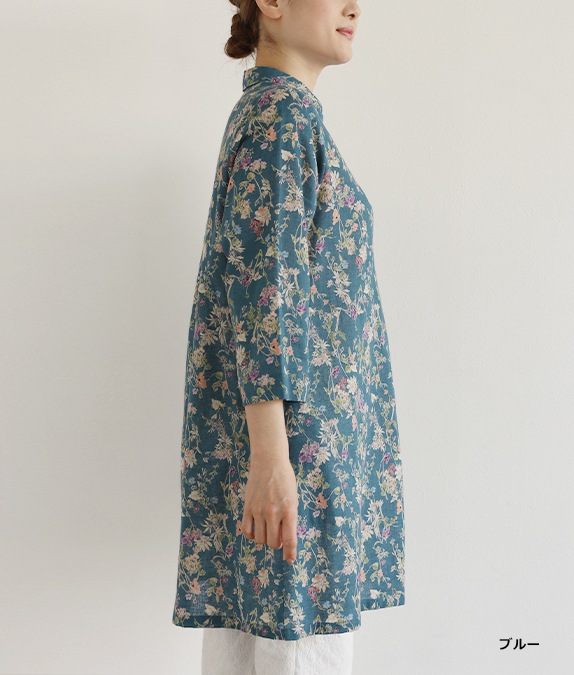 綿麻クロスフラワーチュニック l 50代・60代からの婦人服 オルウェイズ