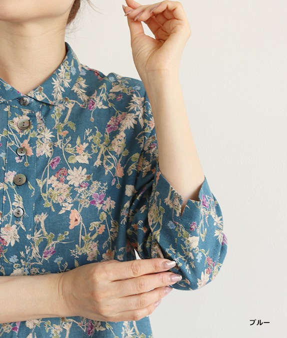 綿麻クロスフラワーチュニック l 50代・60代からの婦人服 オルウェイズ