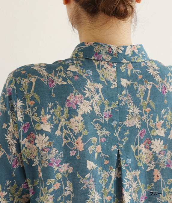 綿麻クロスフラワーチュニック l 50代・60代からの婦人服 オルウェイズ