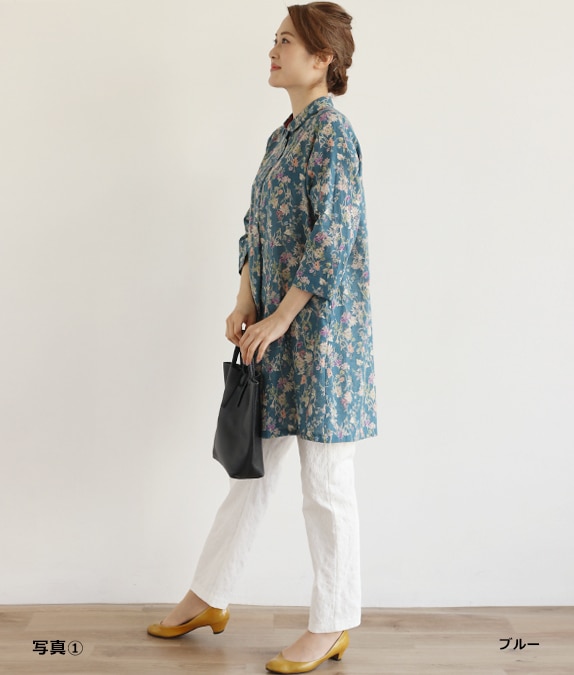 綿麻クロスフラワーチュニック l 50代・60代からの婦人服 オルウェイズ