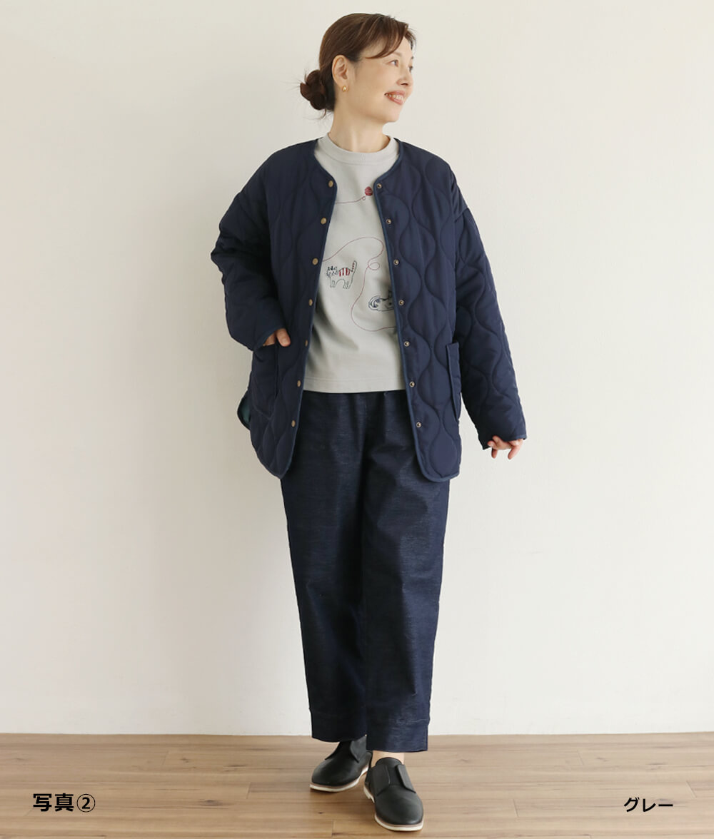 気まぐれネコ刺繍プルオーバー