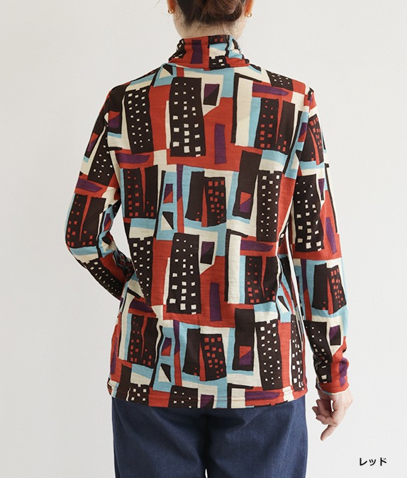 【SALE20%OFF】ウールガーゼ幾何学柄プルオーバー