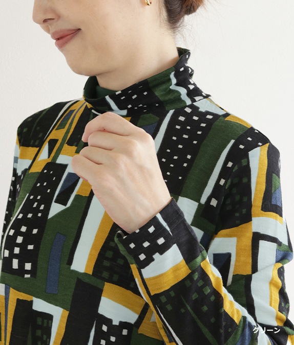 【SALE20%OFF】ウールガーゼ幾何学柄プルオーバー