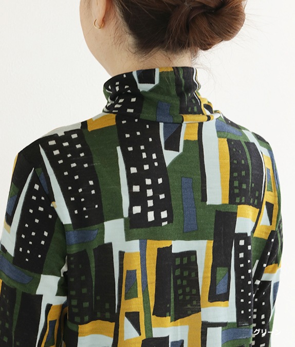 【SALE20%OFF】ウールガーゼ幾何学柄プルオーバー