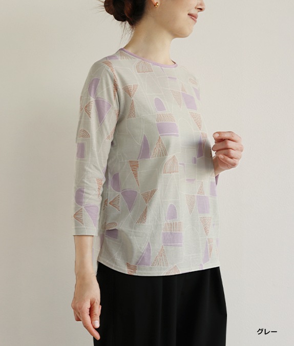 【SALE40%OFF】幾何学柄クルーネックプルオーバー