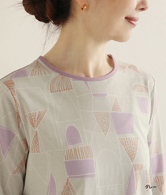 【SALE40%OFF】幾何学柄クルーネックプルオーバー