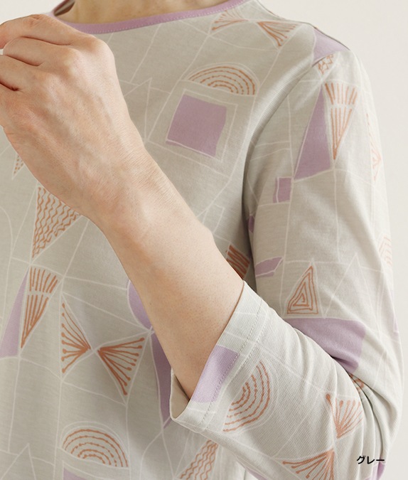 【SALE40%OFF】幾何学柄クルーネックプルオーバー