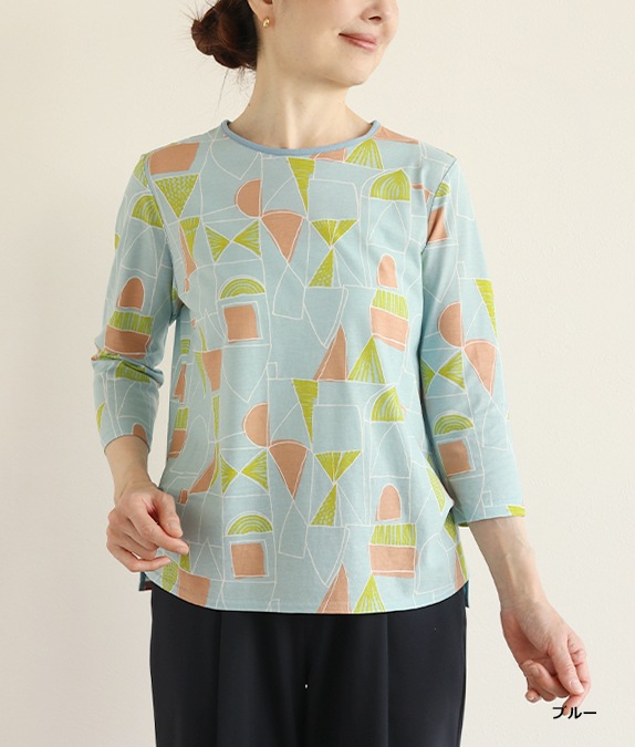 【SALE40%OFF】幾何学柄クルーネックプルオーバー