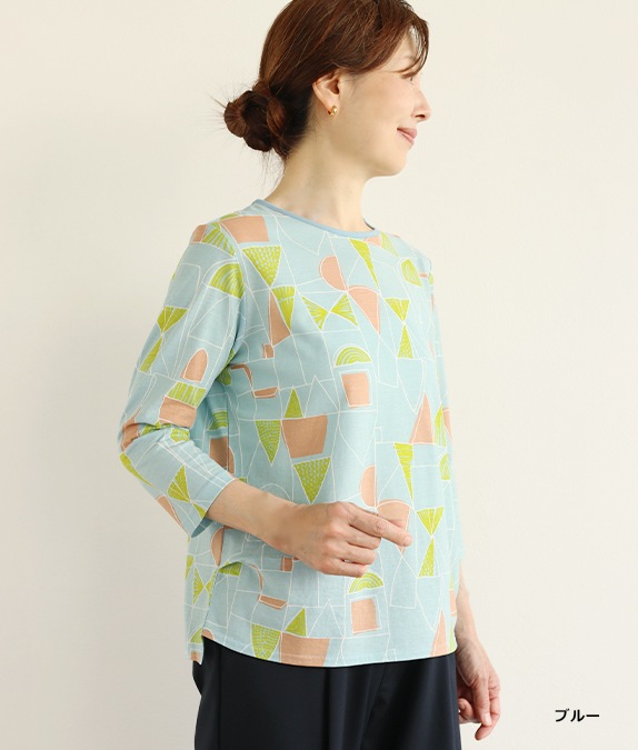 【SALE40%OFF】幾何学柄クルーネックプルオーバー