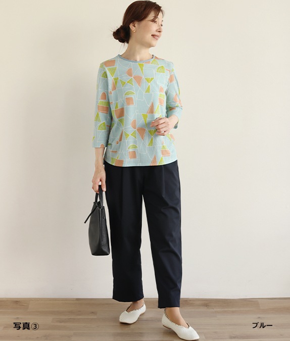 【SALE40%OFF】幾何学柄クルーネックプルオーバー