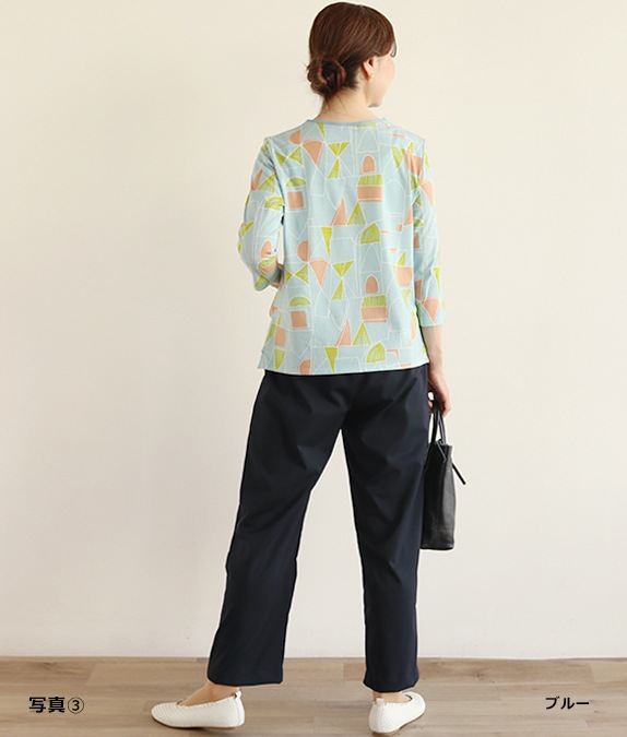 【SALE40%OFF】幾何学柄クルーネックプルオーバー