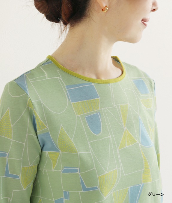 【SALE40%OFF】幾何学柄クルーネックプルオーバー