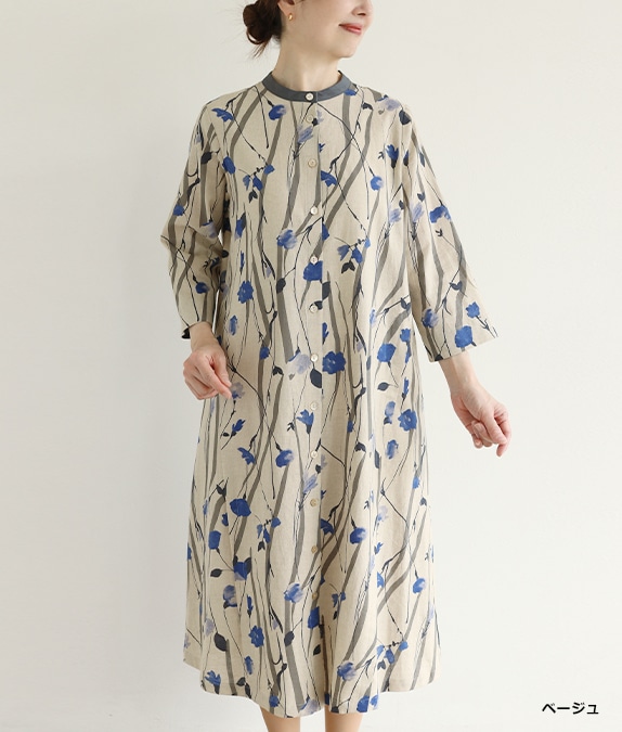 綿麻草＆花ワンピース l 50代・60代からの婦人服 オルウェイズ公式通販