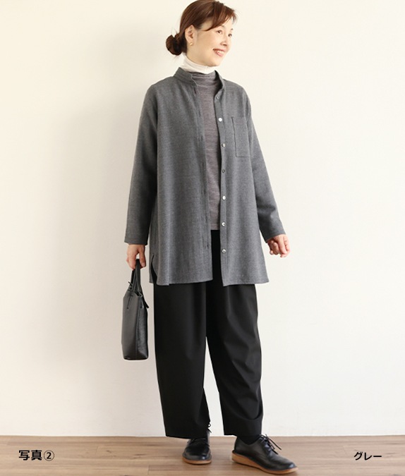 【SALE40％OFF】配色ステッチロングブラウス