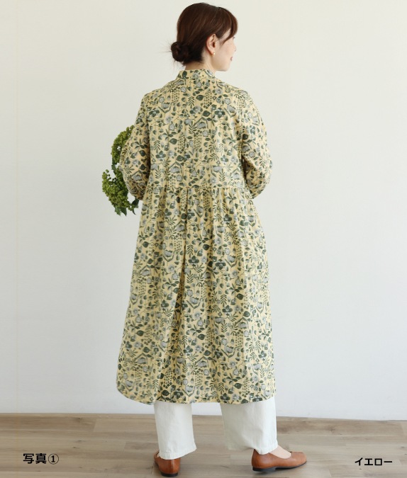 sa-rah トリプルタック前後ワンピース ブルーイエローフラワー sa-rah トリプルタック前後ワンピース ブルーイエローフラワー Sa-Rah