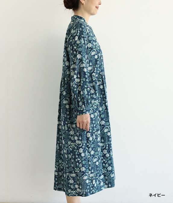 【SALE50％OFF】草花柄タックワンピース