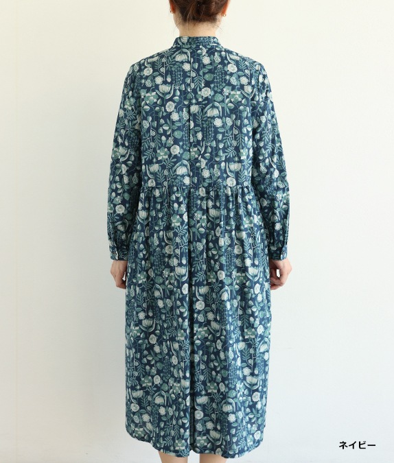 【SALE50％OFF】草花柄タックワンピース