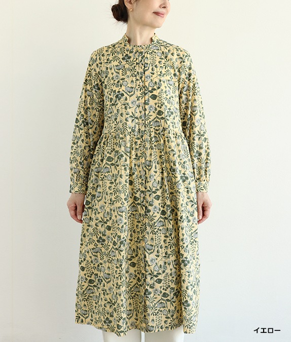 【SALE50％OFF】草花柄タックワンピース