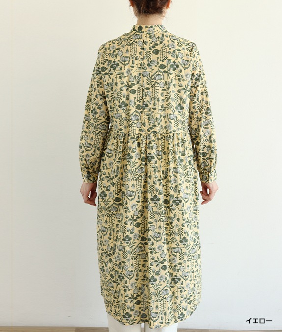 【SALE50％OFF】草花柄タックワンピース