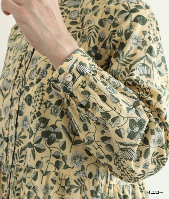 【SALE50％OFF】草花柄タックワンピース