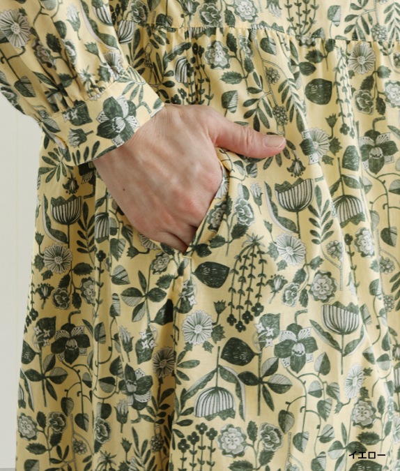 【SALE50％OFF】草花柄タックワンピース