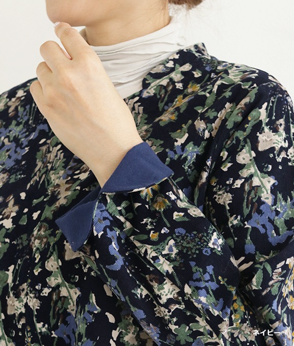 【SALE50％OFF】草花コーデュロイチュニック