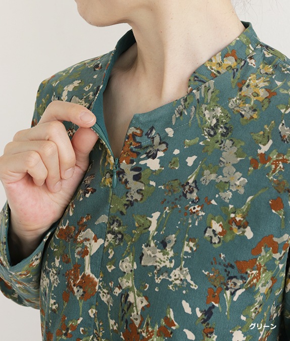 【SALE50％OFF】草花コーデュロイチュニック