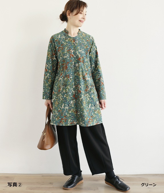 【SALE50％OFF】草花コーデュロイチュニック