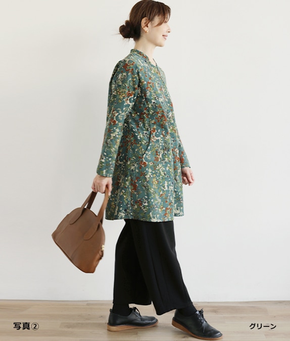 草花コーデュロイチュニックl 50代・60代からの婦人服 オルウェイズ