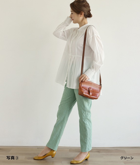 ジャカードウエストリブパンツ