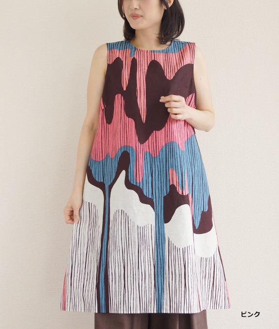 線描きプリントワンピース l 40代・50代からの婦人服