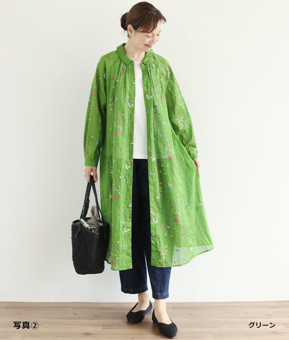 発泡フラワープリントワンピース l 50代・60代からの婦人服