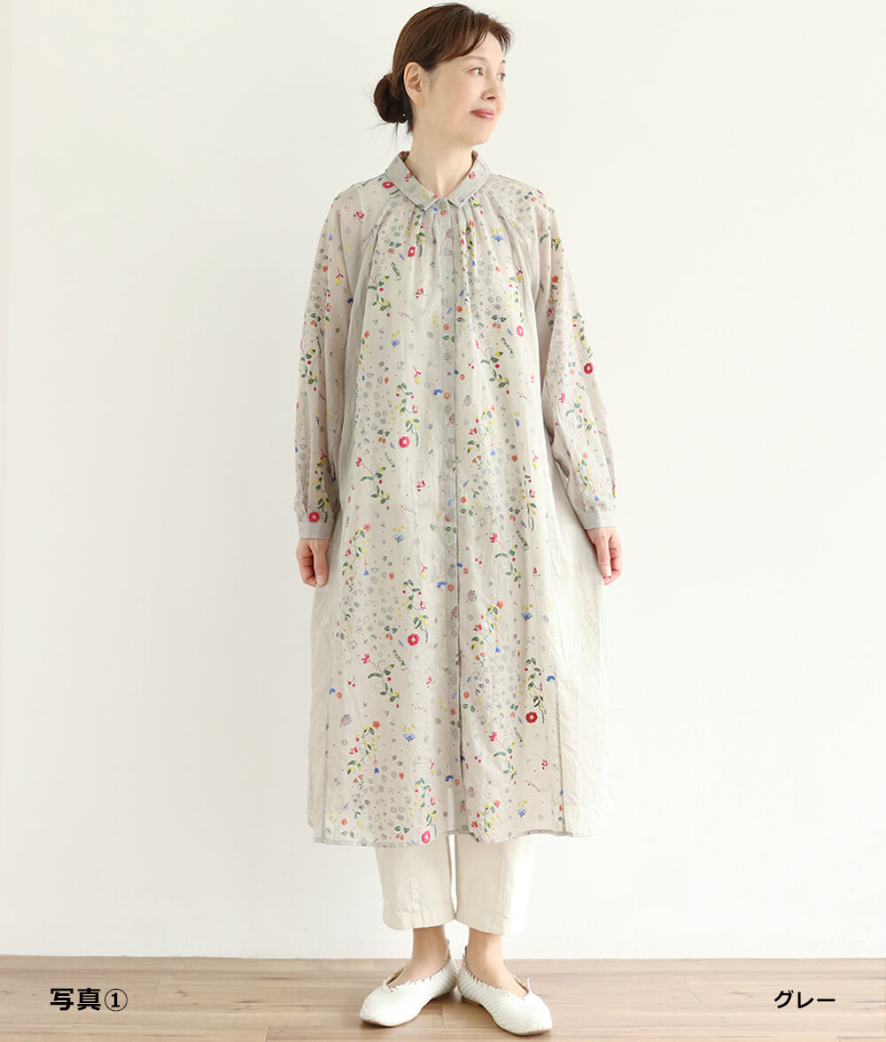 【SALE30%OFF】発泡フラワープリントワンピース