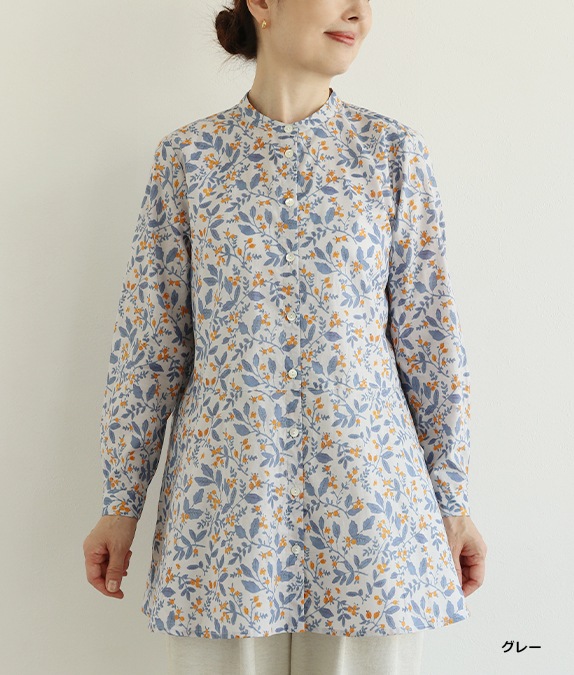 【クリアランスSALE20%OFF】ボタニカル柄ブラウス