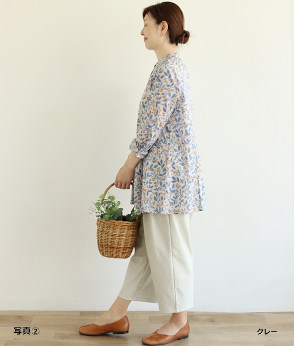 【クリアランスSALE20%OFF】ボタニカル柄ブラウス