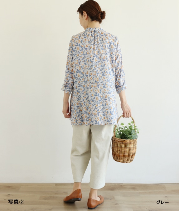 【クリアランスSALE20%OFF】ボタニカル柄ブラウス