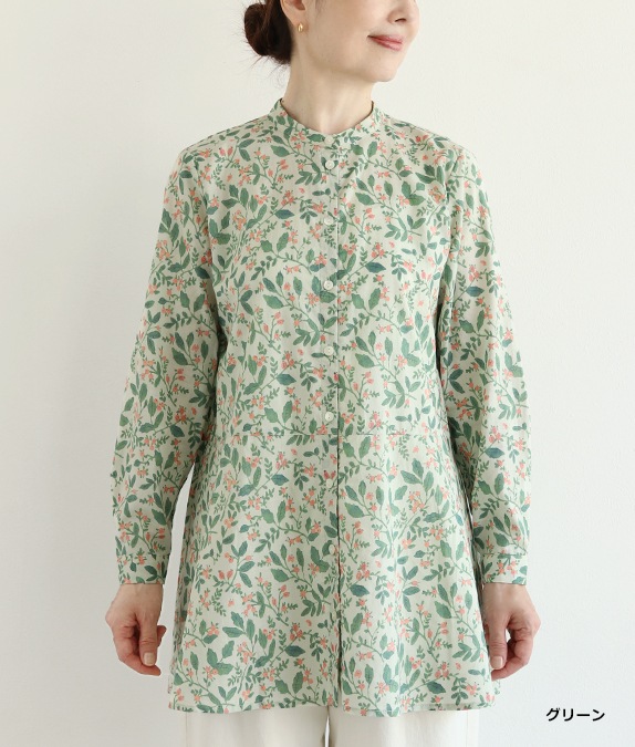 【クリアランスSALE20%OFF】ボタニカル柄ブラウス