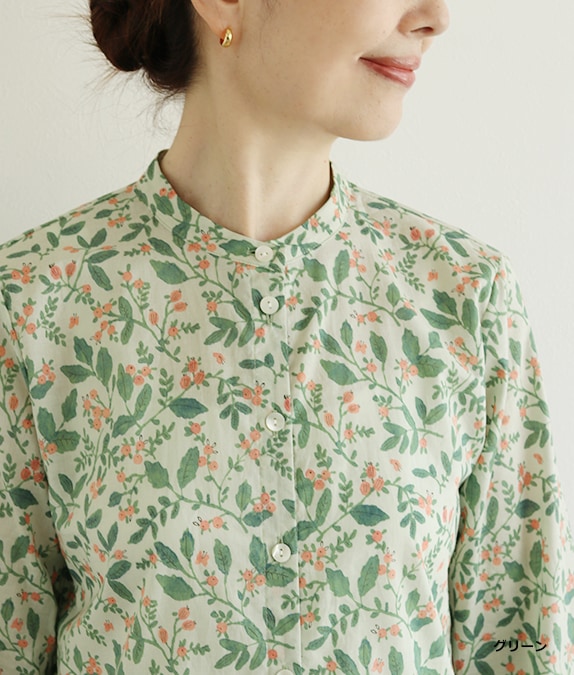 【クリアランスSALE20%OFF】ボタニカル柄ブラウス