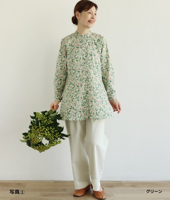 【クリアランスSALE20%OFF】ボタニカル柄ブラウス