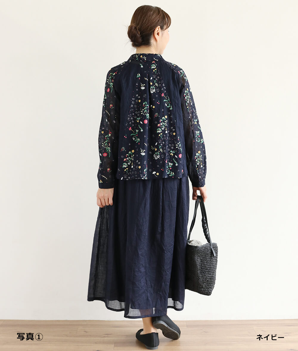 【SALE20%OFF】発泡フラワープリントブラウス