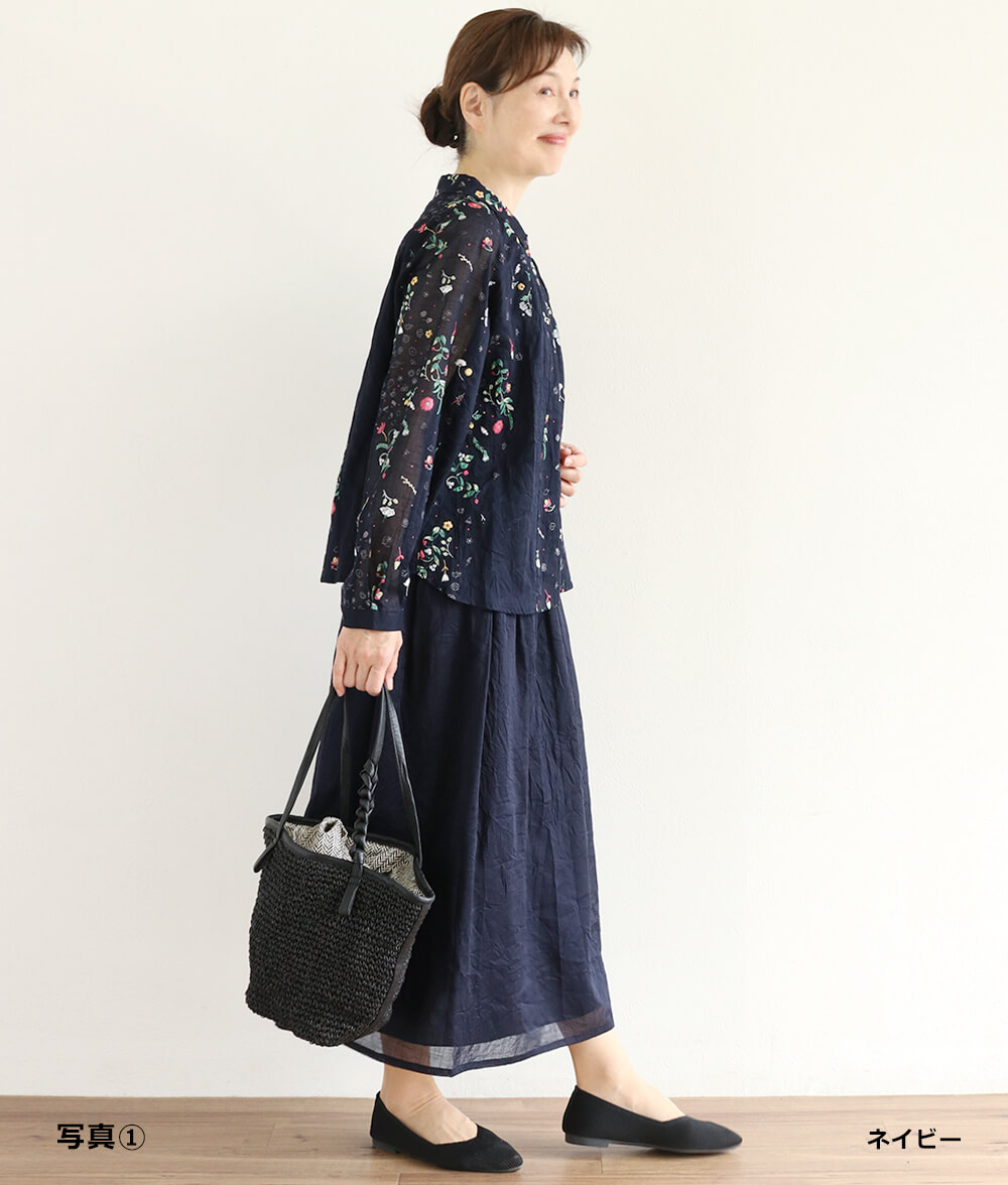 発泡フラワープリントブラウス l 50代・60代からの婦人服 オルウェイズ