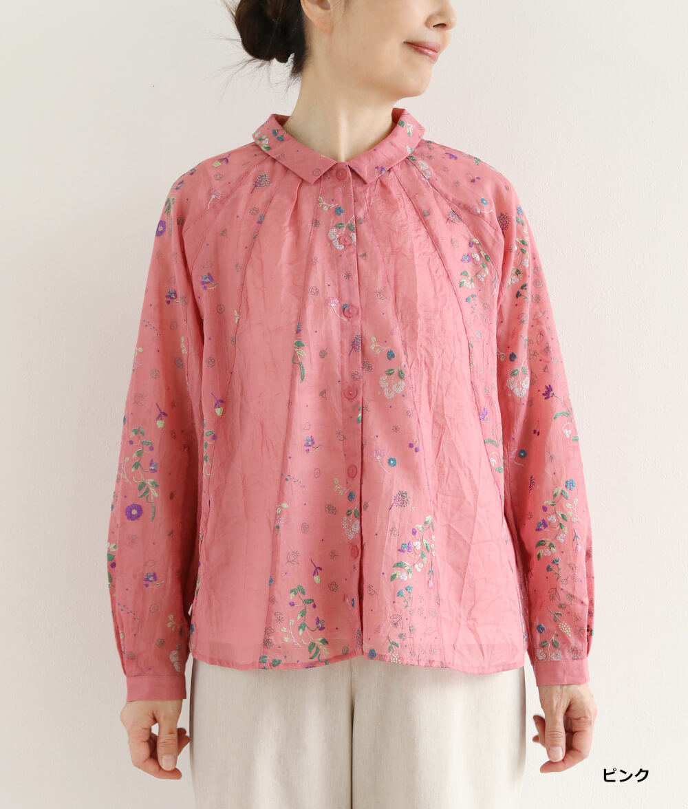 【SALE20%OFF】発泡フラワープリントブラウス