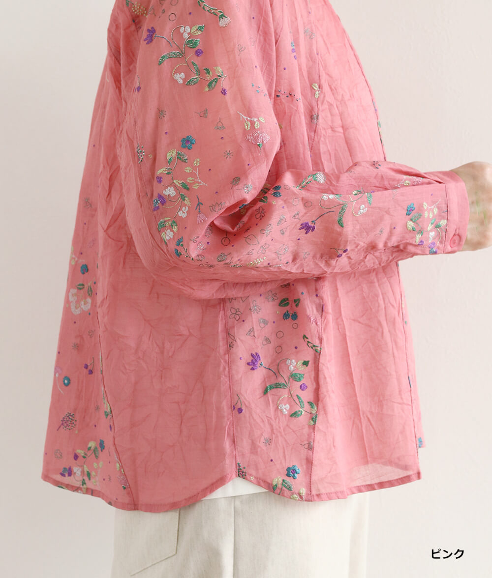【SALE20%OFF】発泡フラワープリントブラウス